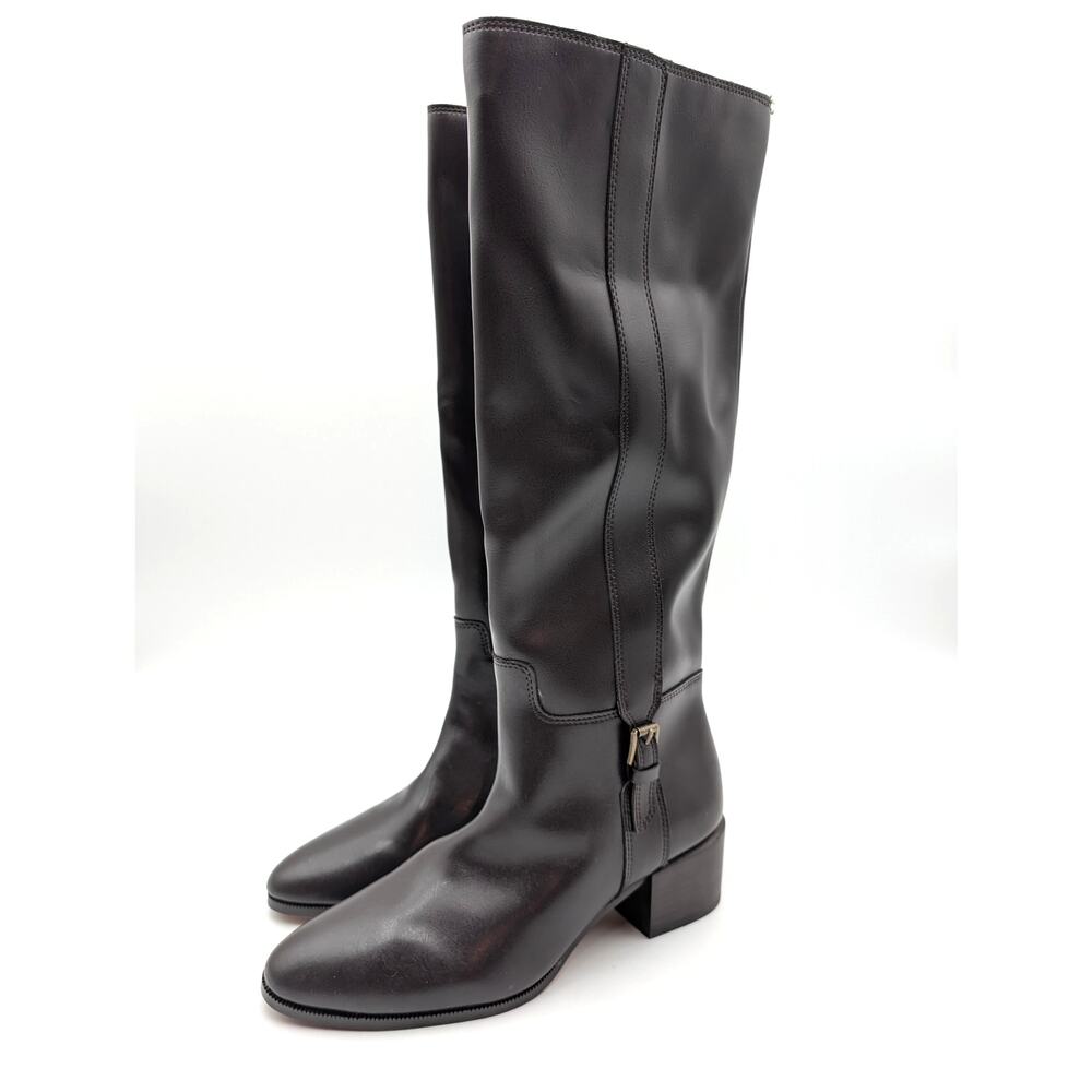 Franco Sarto Korbin Knee High Boots Side Zip Women's Dark Brown Size US7.5M EU38